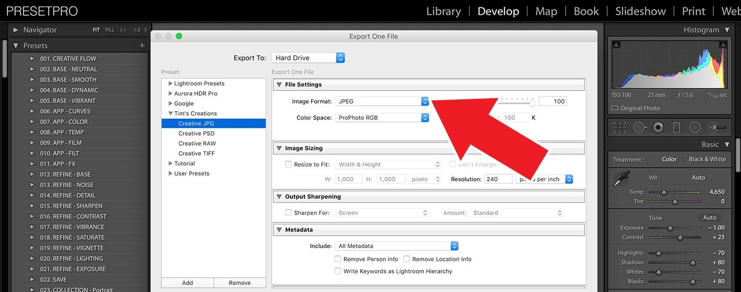 Export Your Images with Presets - Lightroom Tutorial 2