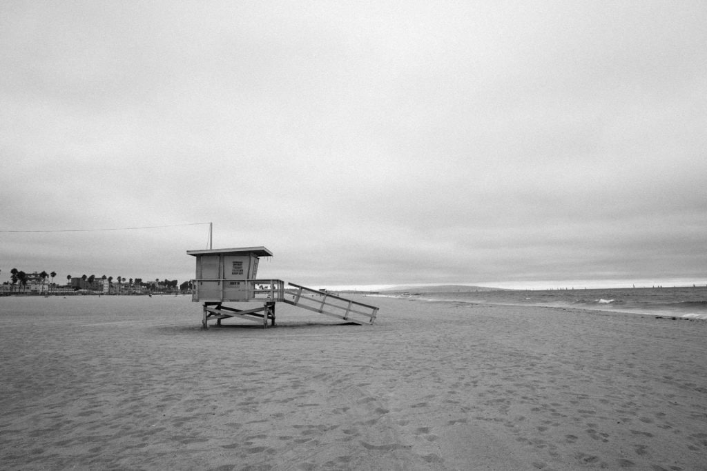 Film Emulation Lightroom Presets - Venice Beach Lifeguard Tower Black and White Image