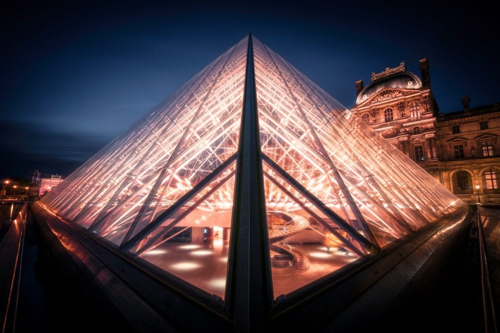 HDR Photography - looking into the Louvre, Paris at Night