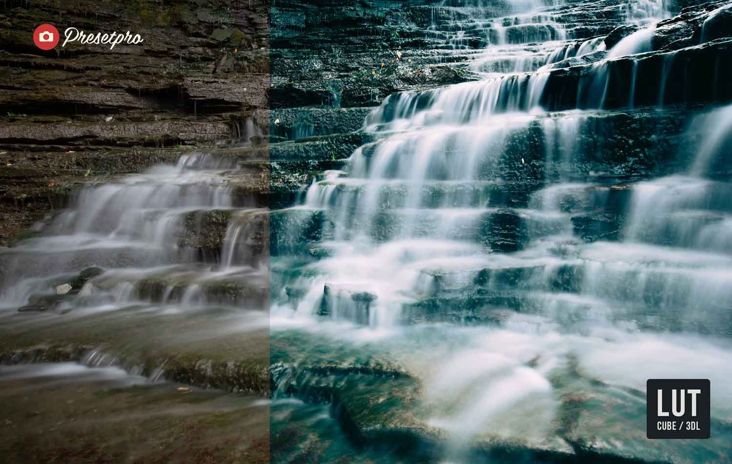 Free-Color-Lookup-Table-LUTs-Watefall-CUBE-3DL-Before-After-Presetpro.com