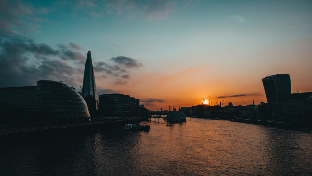 Sunset on the River Thames in London