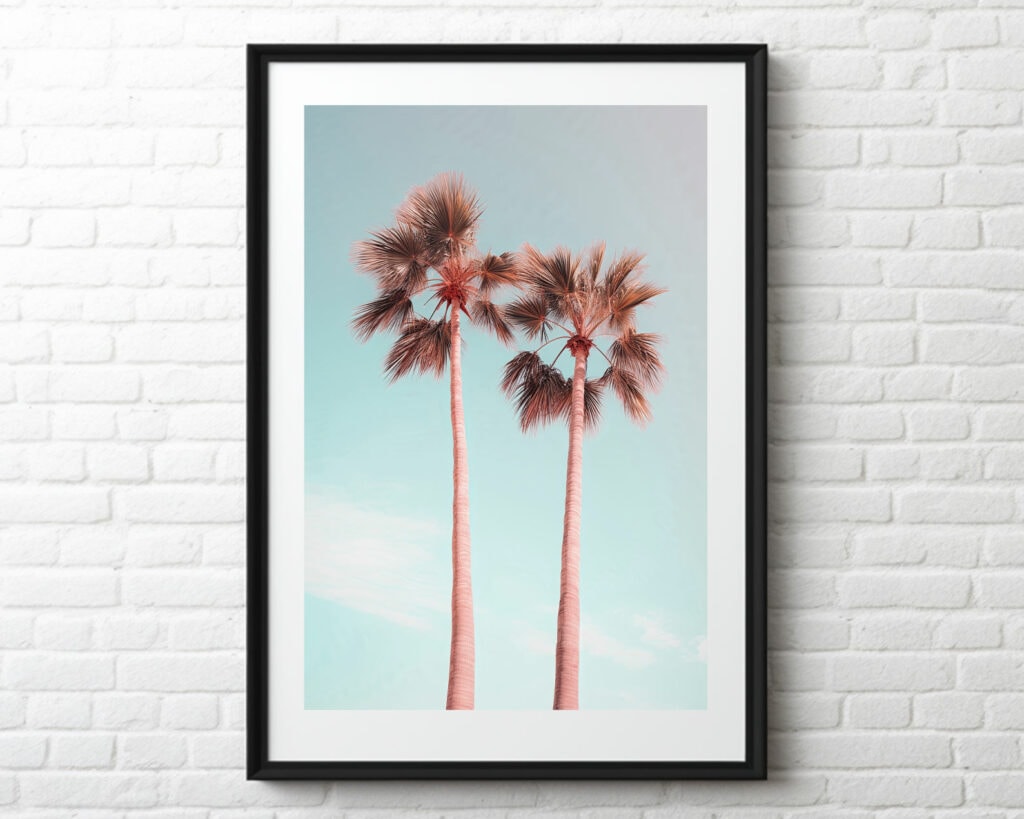 Pink Palm Trees, Home Decor, Printable Boho Wall Art