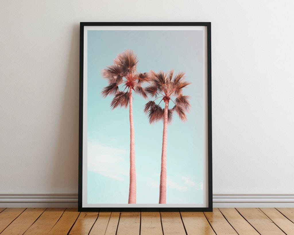 Pink Palm Trees, Home Decor, Printable Boho Wall Art