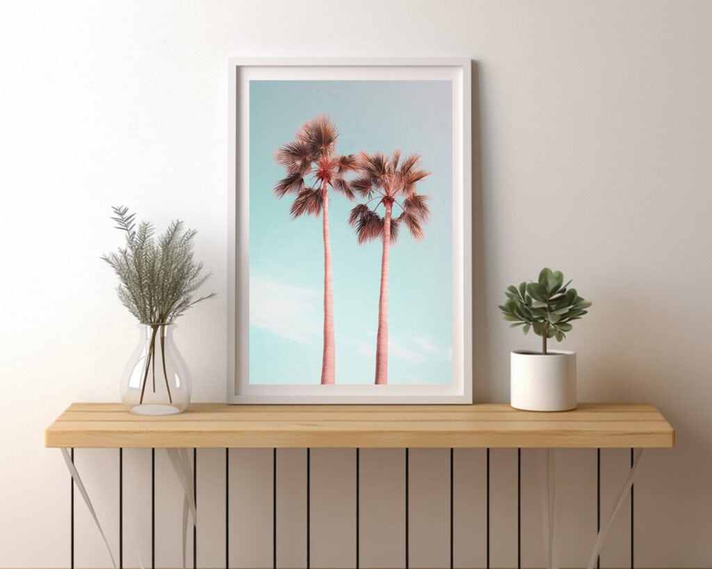 Pink Palm Trees, Home Decor, Printable Boho Wall Art