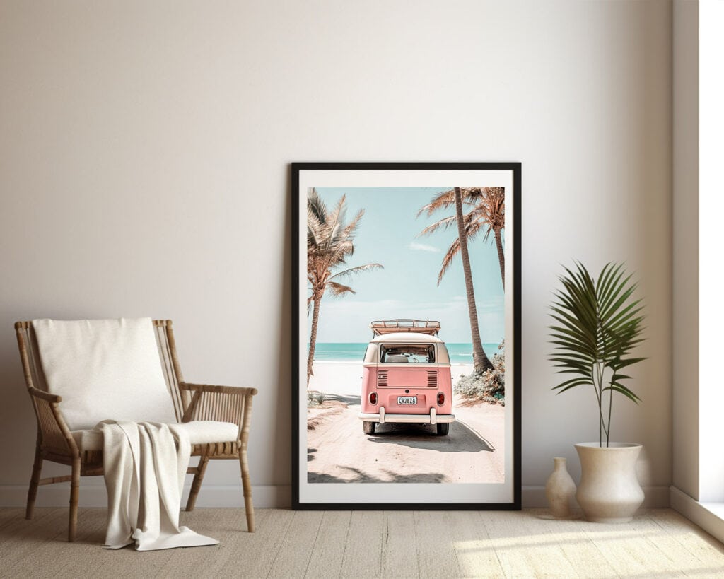 Retro Van Tropical Ocean, Printable Wall Art