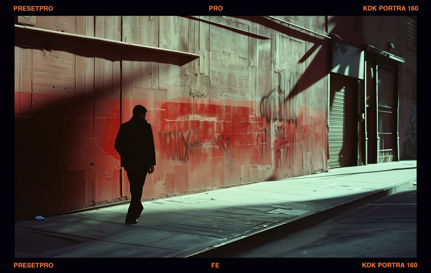 Kodak Portra 160 Portrait of Man walking in LA with shadows