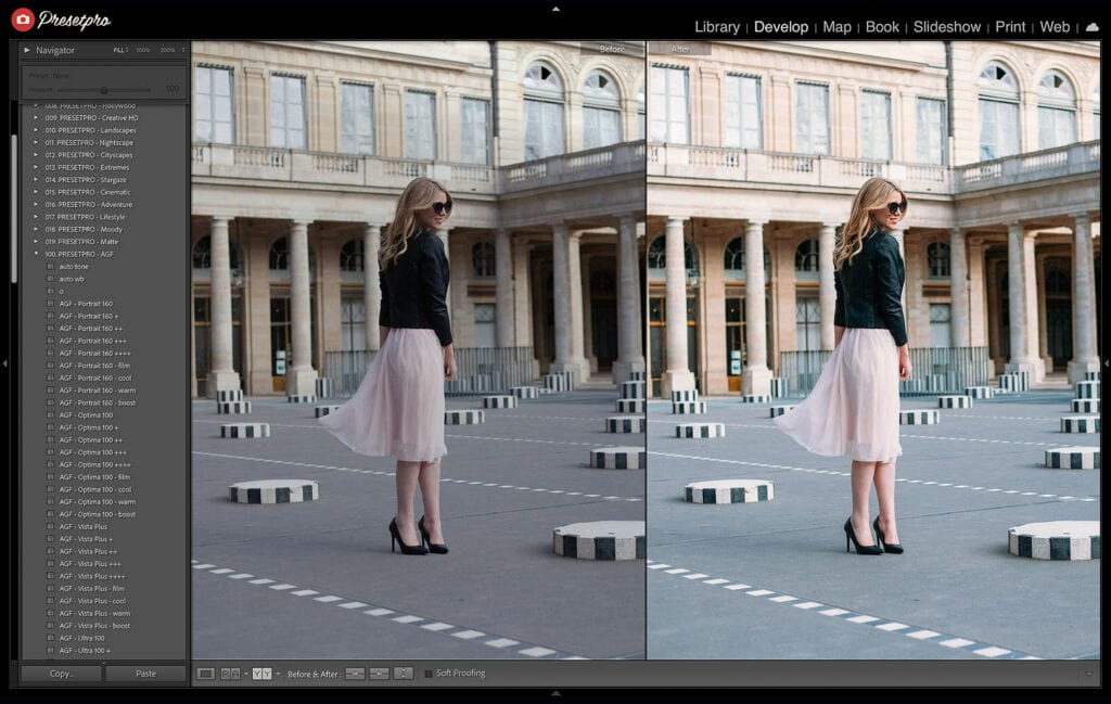 A before and after comparison of a photo edited with the Agfa Vista Plus 200 Film Emulation Lightroom Preset. The left side shows the original image, and the right side displays the enhanced version with vibrant colors and fine grain, highlighting the preset's effect.