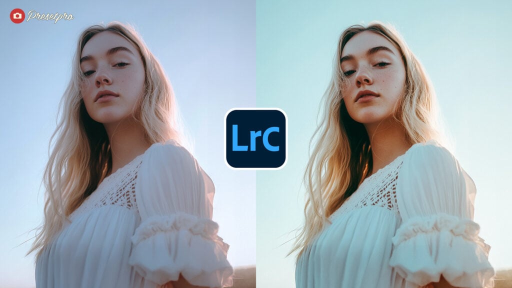 Side-by-side portrait comparison using the Fujicolor Pro 160 inspired preset, illustrating the shift to a film-like aesthetic with subtle contrast.