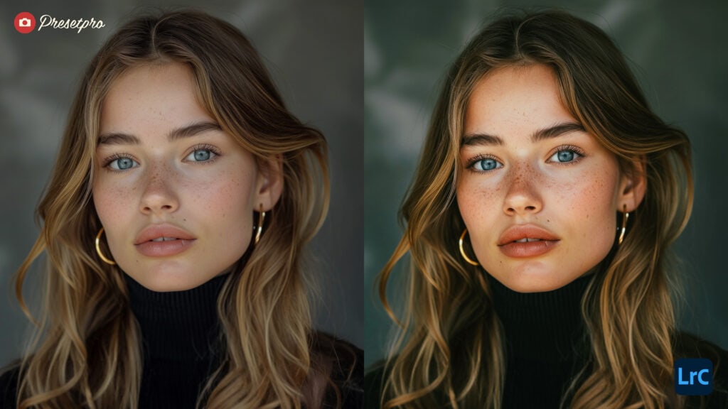 A side-by-side comparison of an image before and after applying the Kodak Ektachrome 100 inspired Lightroom Preset, showcasing vibrant colors, fine grain, and balanced saturation.
