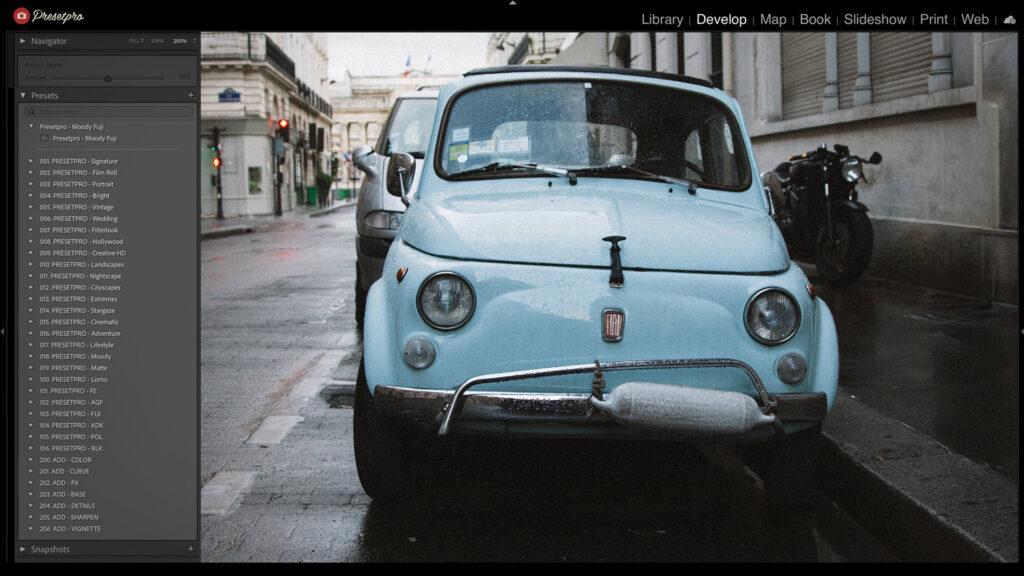 Before and After using the Free Lightroom Preset Moody Fuji