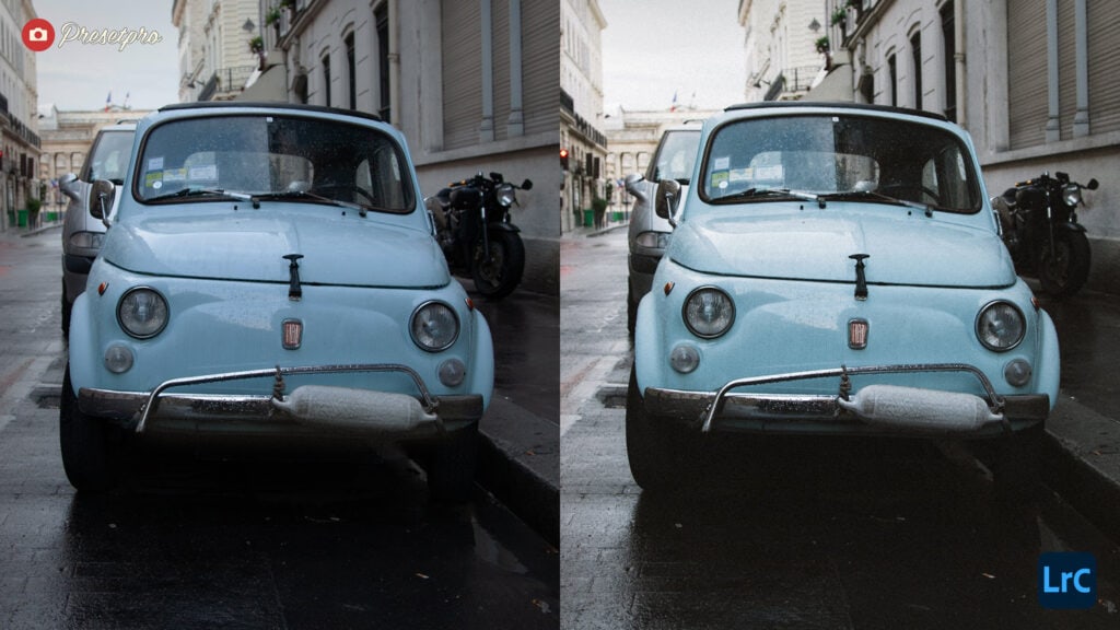 Before and After using the Free Lightroom Preset Moody Fuji