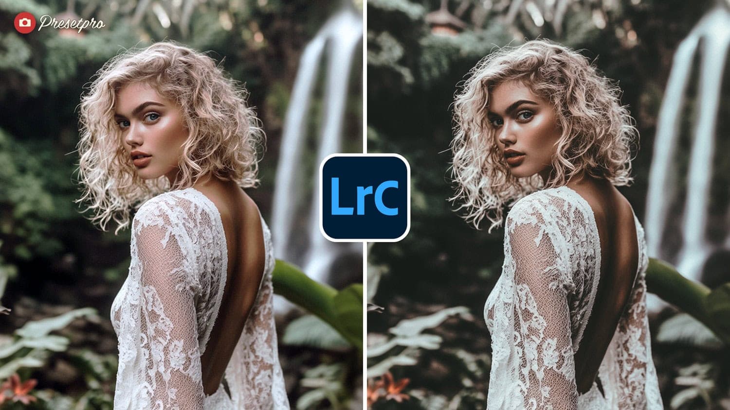 Before and after example using the free Bali Mood Lightroom preset