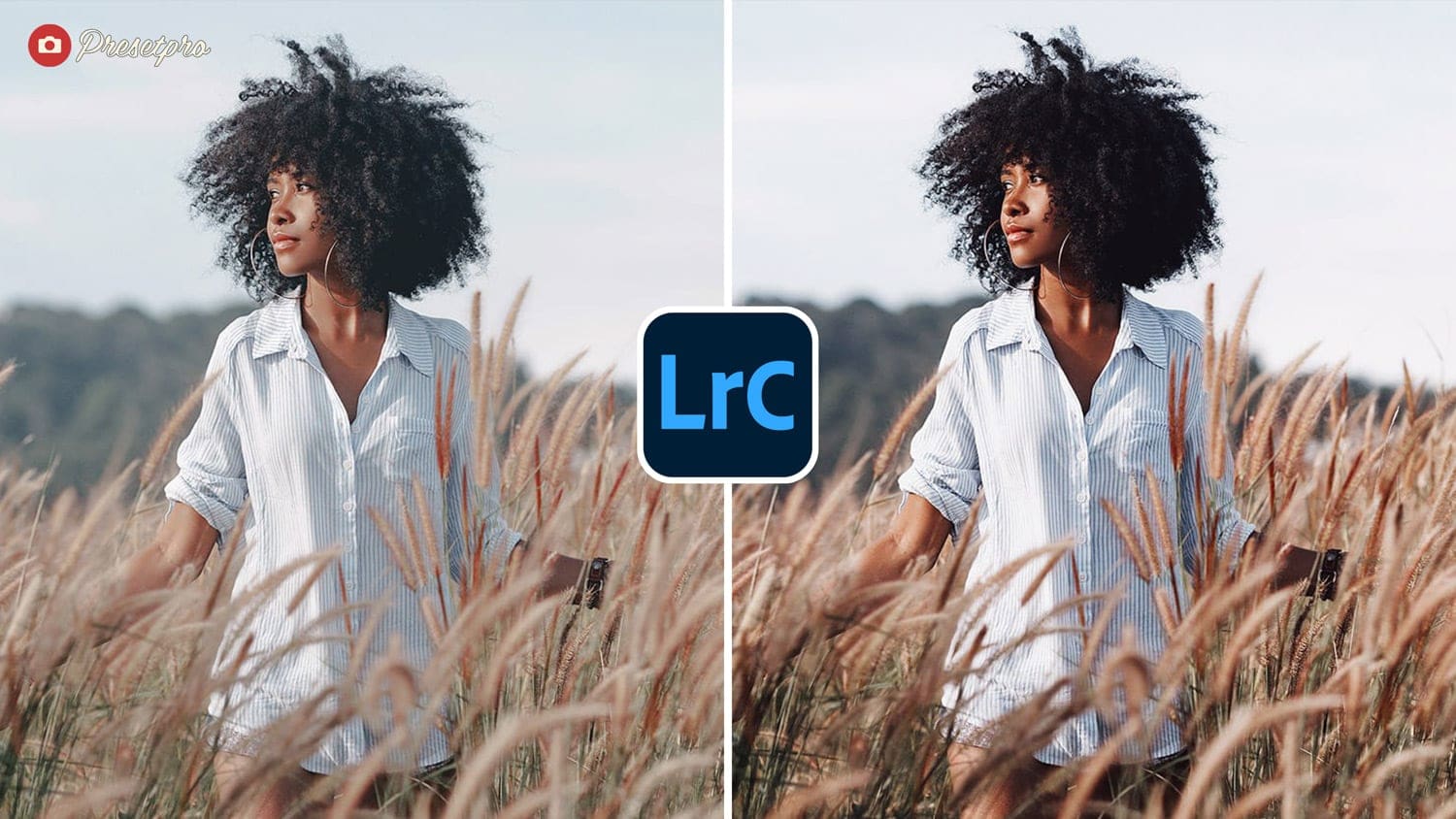 Before and after comparison using the Film Grade Lightroom preset