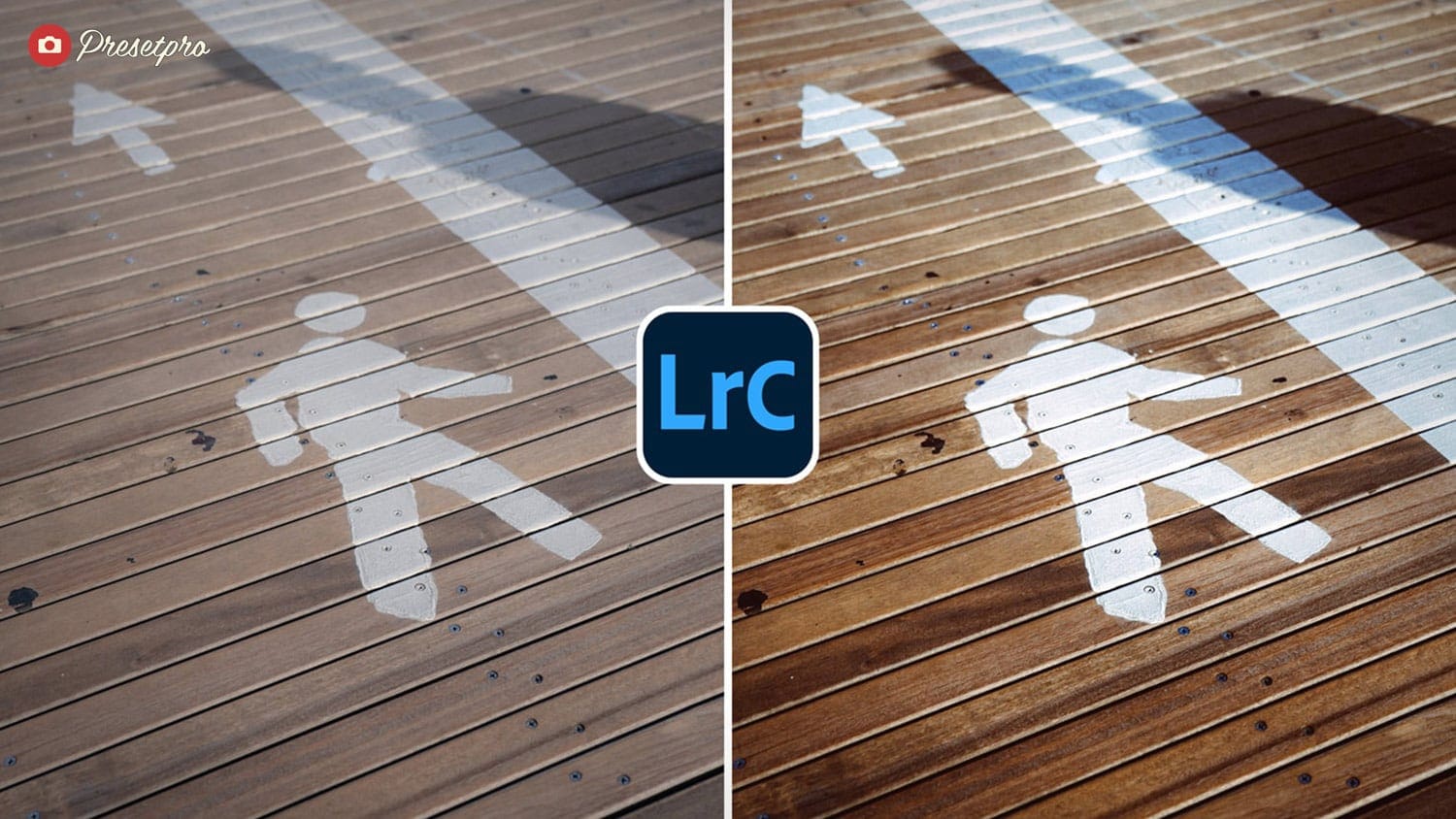 Side-by-side comparison of the Brooklyn Bridge walkway using the Brooklyn Bridge Free Lightroom Preset.