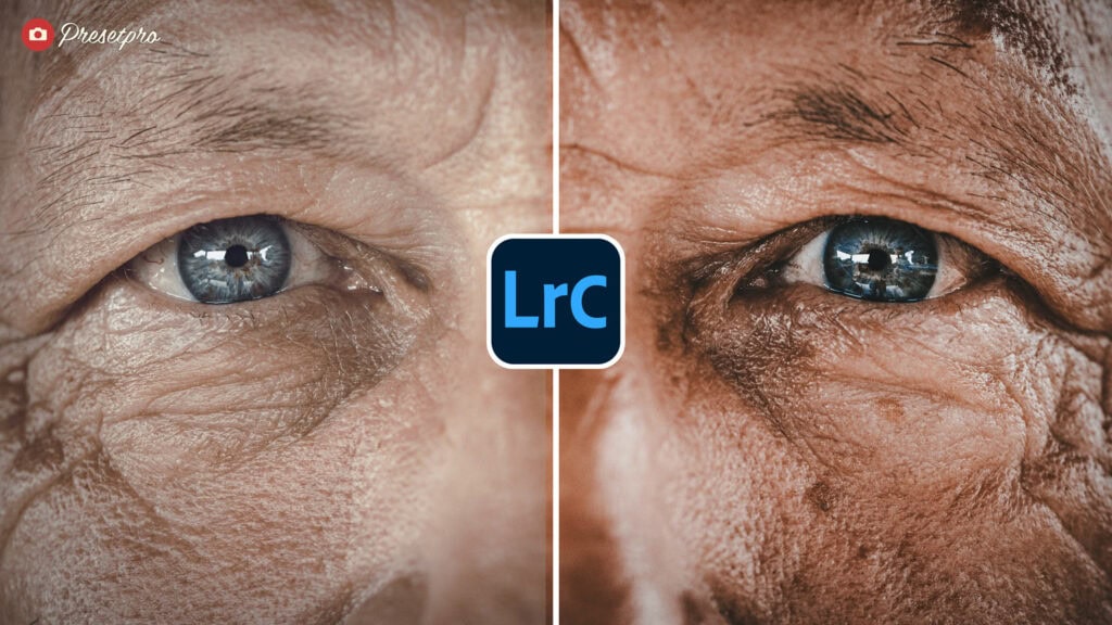 Close-up of aged skin with vintage film effect, inspired by analog photography.