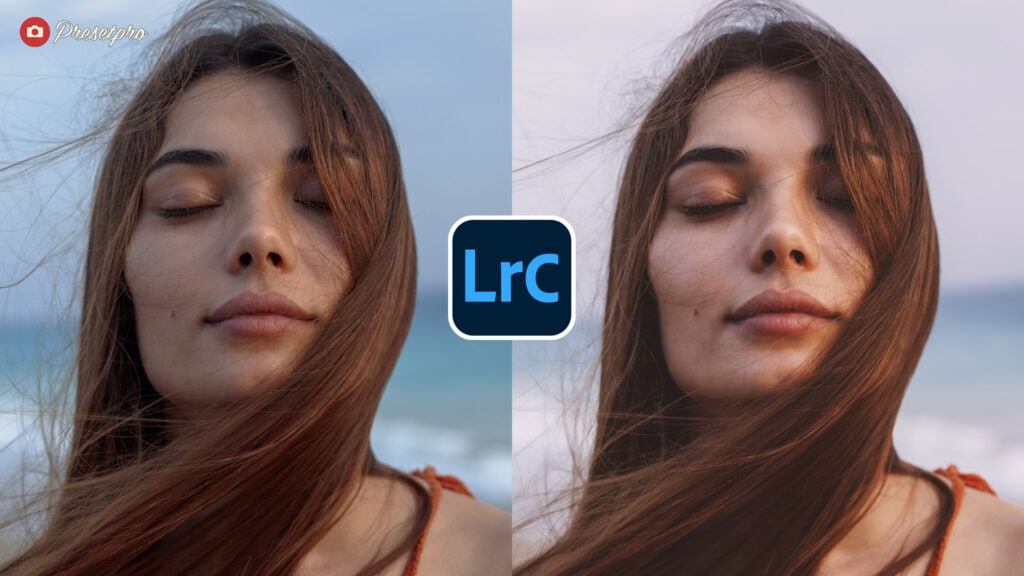 Portrait edited with Vellum Fade Lightroom Preset displaying the Adobe Lightroom Classic LrC logo.