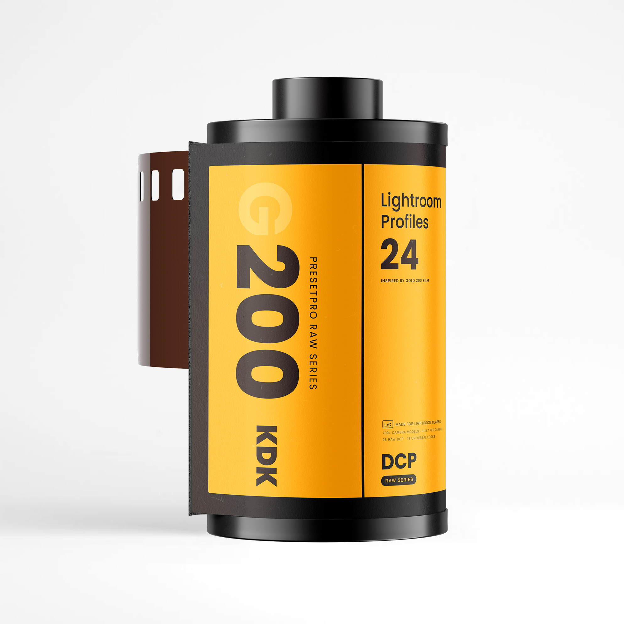 RAW Series G200 film canister: Gold 200 inspired Lightroom presets and DCP camera profiles for Lightroom Classic