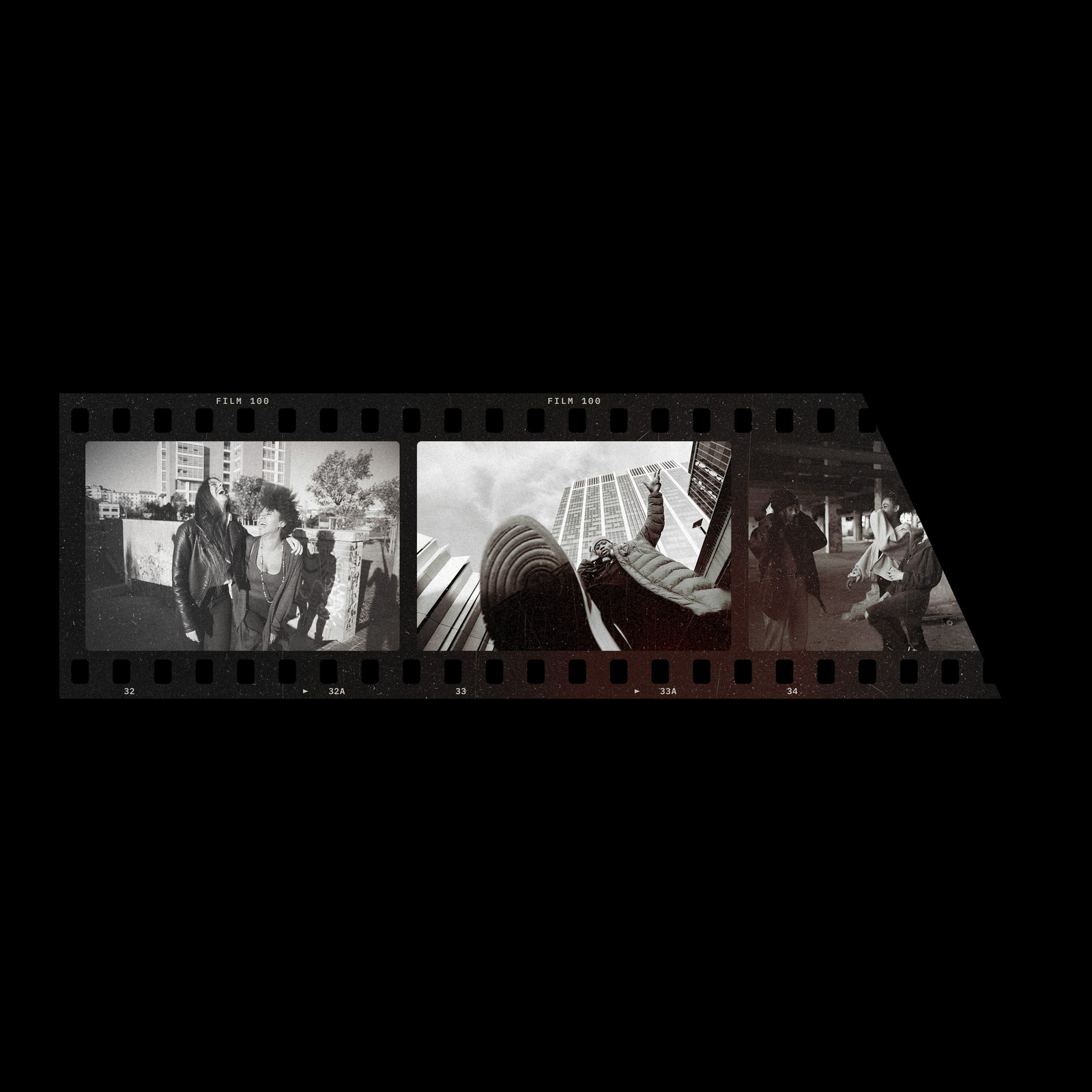 The End of Roll Photoshop template from Film Frame Templates Pack 02, 35mm Negatives, shown with demo photos in its frames