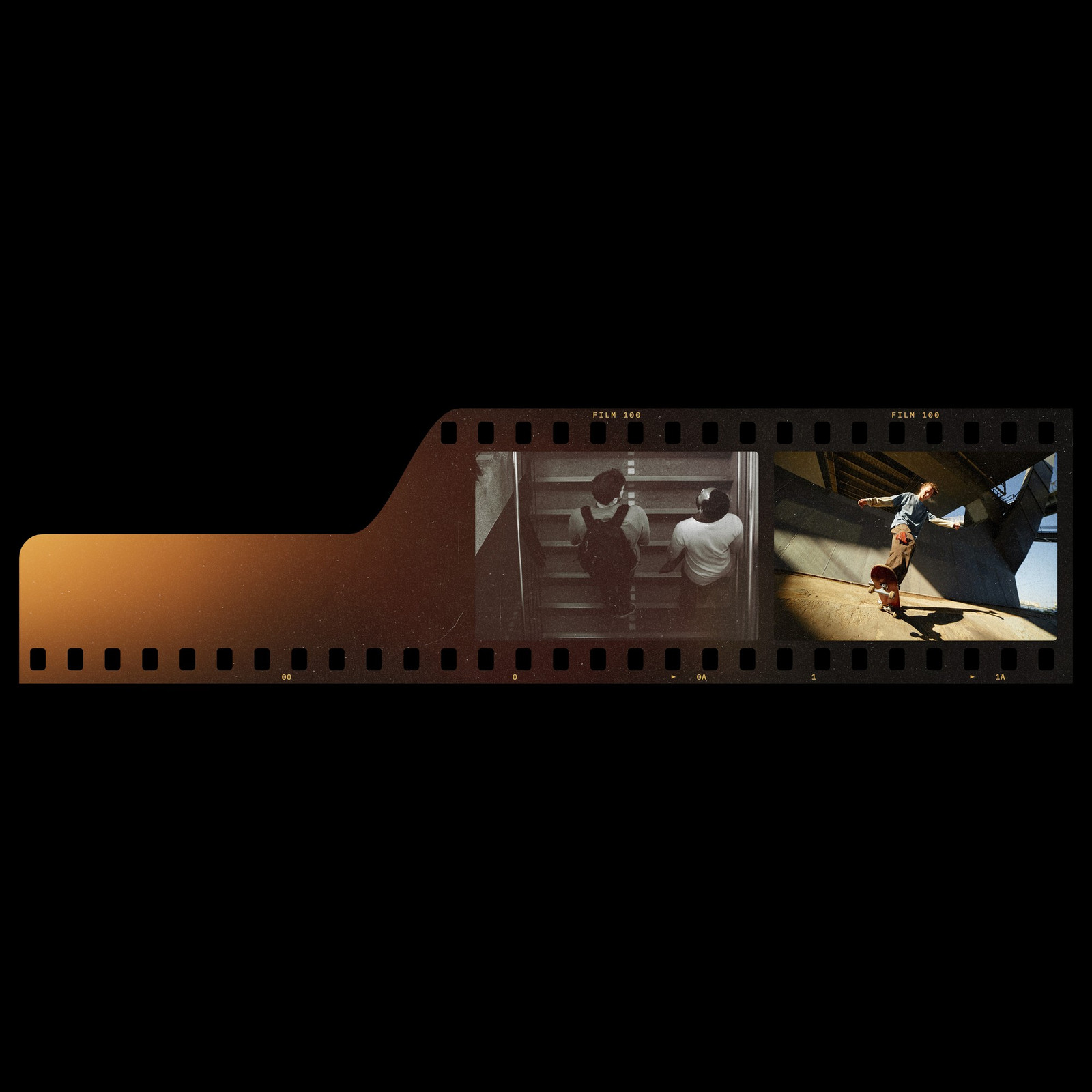 The Fogged Roll Start Photoshop template from Film Frame Templates Pack 02, 35mm Negatives, shown with demo photos in its frames