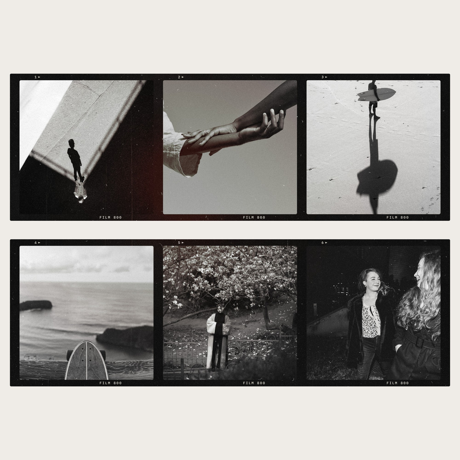 The 6x6 Contact Strips Photoshop template from Film Frame Templates Pack 03, Medium Format, shown with demo photos in its frames