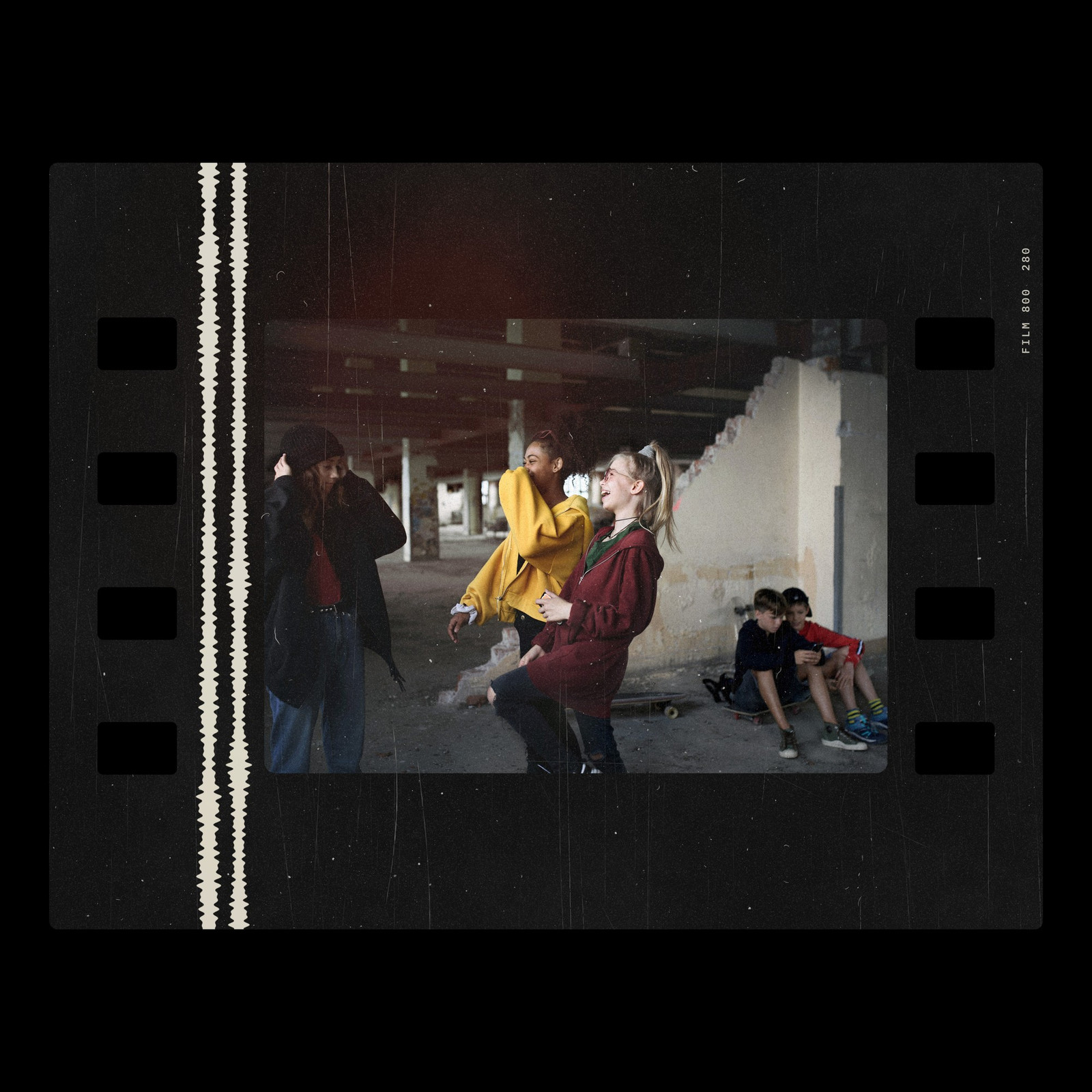 The Cine Frame Photoshop template from Film Frame Templates Pack 07, Cinema, shown with demo photos in its frames