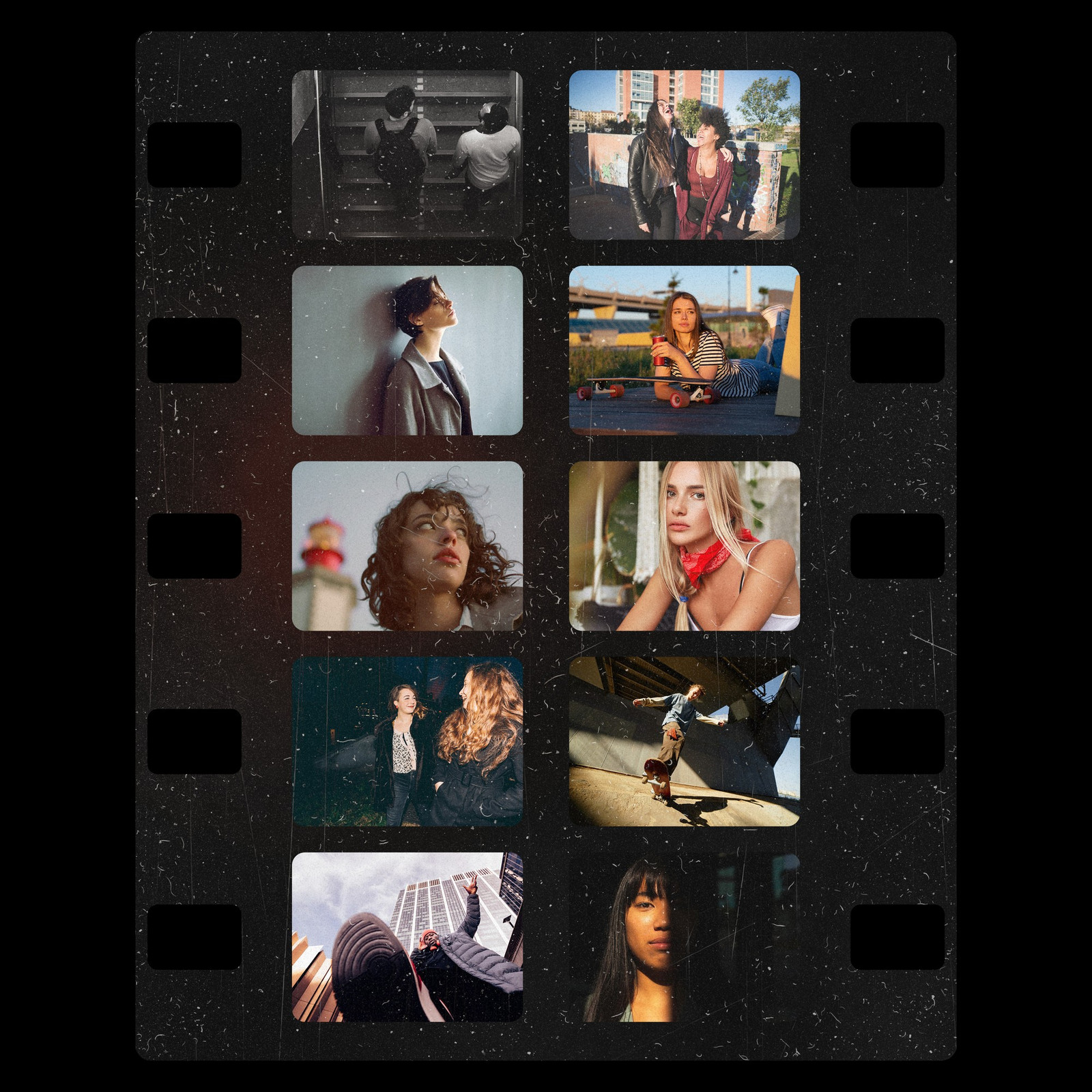 The Double 8 Photoshop template from Film Frame Templates Pack 07, Cinema, shown with demo photos in its frames